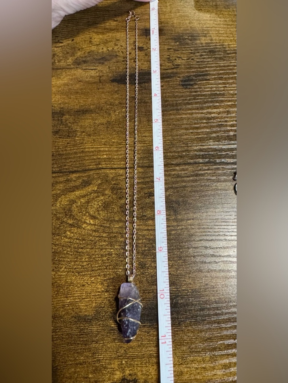 Amethyst Crystal Pendant Necklace with Gold Wrap - Picture 3 of 3